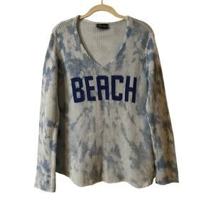 Wooden Ships Blue Tie Dye Long Sleeve Beach Sweater Sz S/M